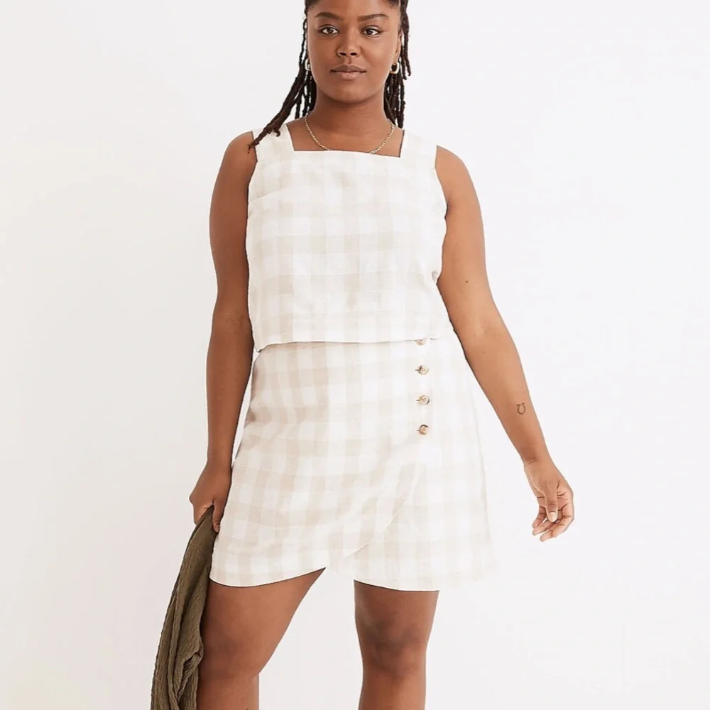 NWT - Madewell Linen-Blend Tulip-Hem Mini Skirt: Undyed Edition - Size 0
